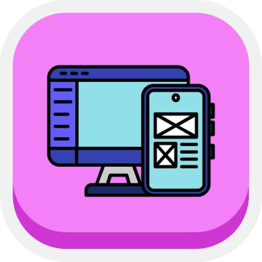 Mobil uygulamalar için web tasarım simgesi, vektör illüstrasyonu