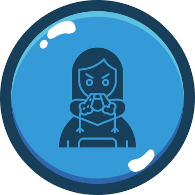 Maske simgesi olan kız, vektör illüstrasyonu