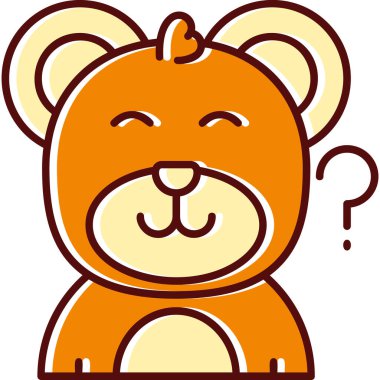 Soru işareti olan şirin bir bebek ayı. vektör illüstrasyonu