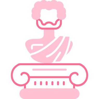 Beyaz arka planda izole edilmiş, ana hatlı bir Yunan heykel simgesi. Yunan sembolü vektör illüstrasyonu.