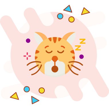 Beyaz arka planda uyuyan vektör kedi.