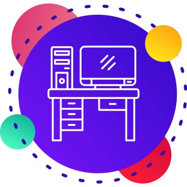 Hat ofisi masa simgesi beyaz arkaplanda izole edildi. Renkli taslak konsepti. Vektör.