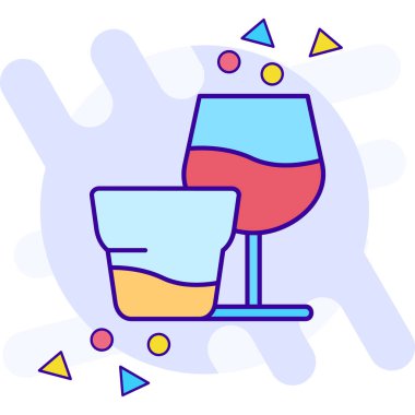 Şarap kadehi ikon vektörü. Cam işaret sembolü. renk konumu illüstrasyonu