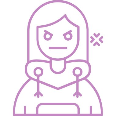 Kızgın kadın ikonu. İnce çizgi tarzı. vektör illüstrasyonu.