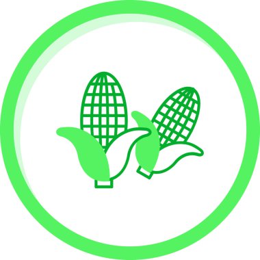 Mısır vektör simgesi. biçim düz sembol, eko yeşil renk, yuvarlak açılar, beyaz arkaplan