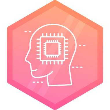 Beyaz arka planda izole edilmiş beyin ikonu olan insan kafası rengi. Gradyan daire şekilleri. vektör illüstrasyonu