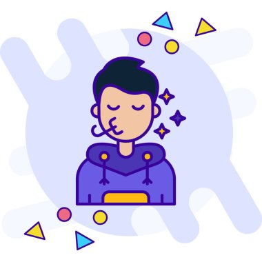 Elinde baş ağrısı olan bir adam. vektör illüstrasyonu