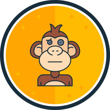 maymun hayvan simgesi doldurulmuş taslak biçiminde