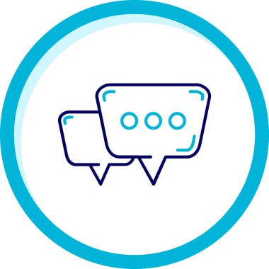 Beyaz arkaplanda mavi sohbet balonu simgesi izole edildi. Sohbet ikonu. İletişim iletişimi yorum sohbet sembolü. Mavi konuşma balonu sembolü. vektör illüstrasyonu