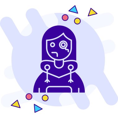 Yüzü kırılmış ve yüzü kırılmış bir kadın avatar.