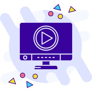 Ekranlı video oynatıcı. Video oyunu. vektör illüstrasyonu.