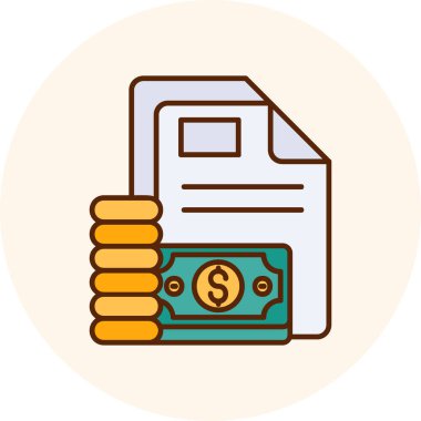 Dolar banknotları simgesi olan cüzdan, satır biçimi