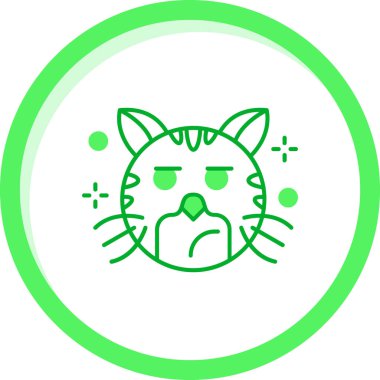 Kızgın yüz simgesine sahip çizgi kedisi beyaz arka planda izole edildi. Kızgın kedi. Kedi suratlı. Renkli taslak konsepti. vektör.