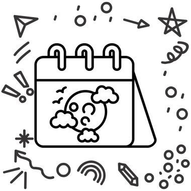 konfetili bir takvim simgesinin çizgi filmi