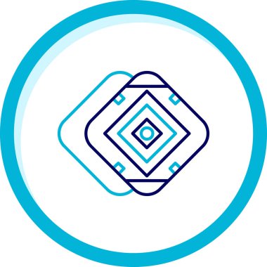 Beyaz arka planda mavi çizgi yuvarlak sikke simgesi izole edildi. Mavi daire düğmesi. vektör