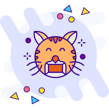 dil rengi simgesi olan kedi, vektör illüstrasyonu