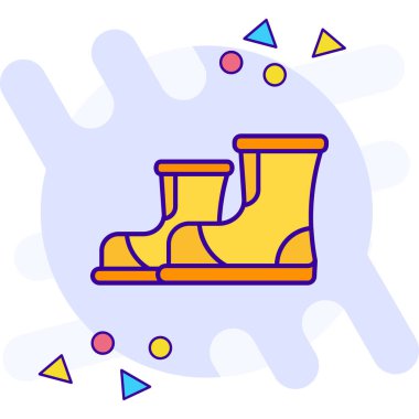 Renkli lastik bot simgesi beyaz arkaplanda izole edildi. lastik ayakkabılar. Renkli taslak çizimi. vektör illüstrasyonu