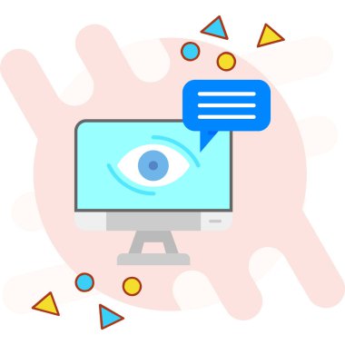 göz simgesi ve vektör illüstrasyonlu dizüstü bilgisayar