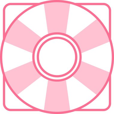 Beyaz dairenin pembe ve beyaz çizgi film ikonunun vektör çizimi