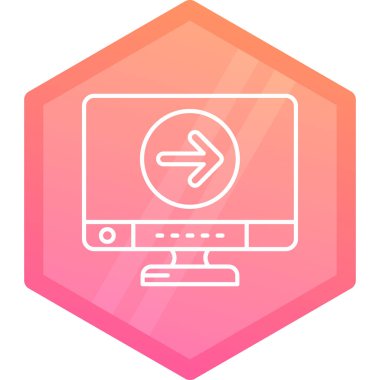 renk çizgisi bilgisayar monitörü simgesi beyaz arkaplanda izole edildi. Elektronik işaret. Öne. Değişken rastgele dinamik şekiller. vektör illüstrasyonu