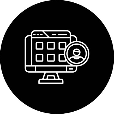 Siyah daireli kameralı kişisel bilgisayarın vektör simgesi.