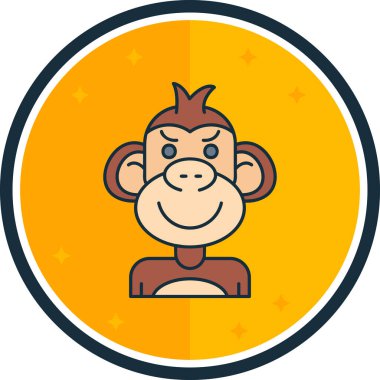 şirin maymun çizgi film karakteri ikon vektör çizim grafik tasarımı