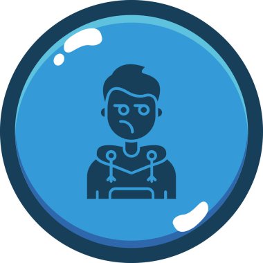 Maskeli ve mavi daireli bir adamın vektör çizimi