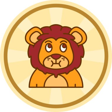 Aslan maskotu karakter ikon vektör illüstrasyon tasarımı
