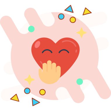 Eller ve kalp karikatürü vektör çizim grafik tasarımı