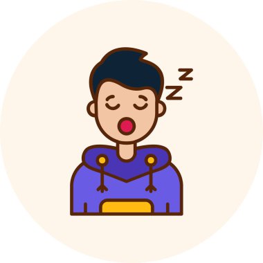 Bir fincan çayla uyuyan adam. vektör.