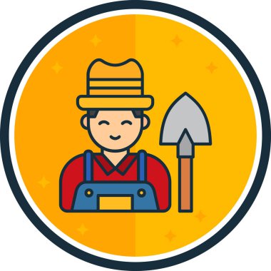 Çiftçi simgesi, vektör illüstrasyonu