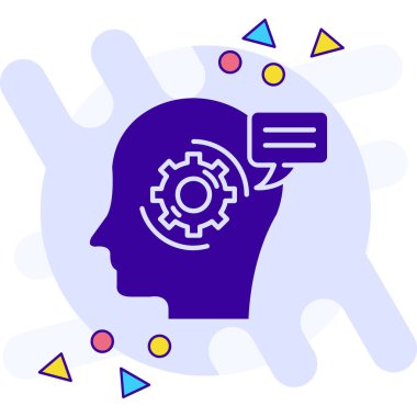 Dişliler ve çark ikonu vektör illüstrasyonlu beyin