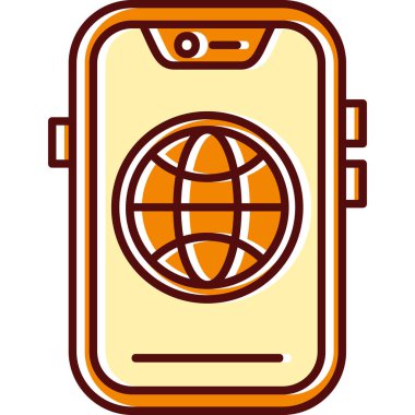 Akıllı telefon simgesine sahip dünya küresi