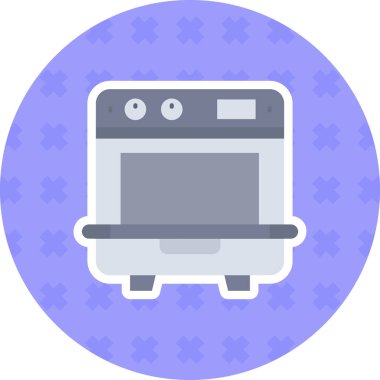 Fırın düz simgesi, vektör, illüstrasyon