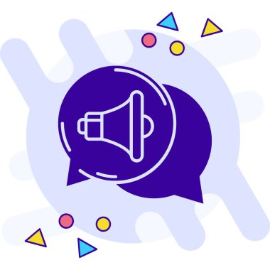 megafon simgesi, vektör illüstrasyonlu konuşma balonu