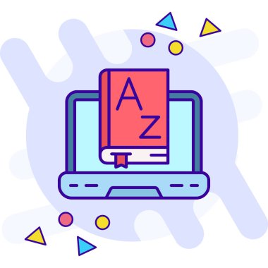 dizüstü bilgisayarında metin simgesi ile ana hatları doldurulmuş