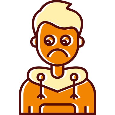 Üzgün yüz vektörü çizimi olan üzgün adam.