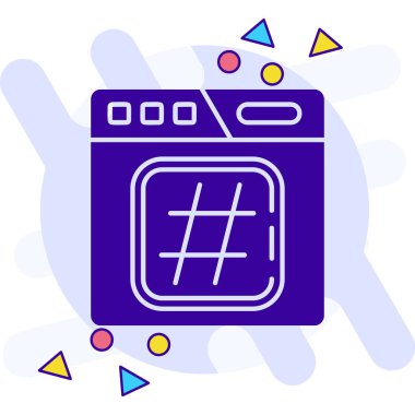 çamaşır makinesi simgesiyle izole edilmiş beyaz arkaplan üzerinde renkli akıllı telefon. Çamaşır makinesi. Web simgesi için vektör illüstrasyonu.