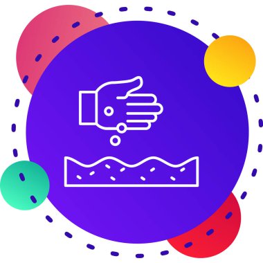 Beyaz arkaplanda izole edilmiş renkli el yıkama makinesi simgesi. Çember beyaz düğme. vektör illüstrasyonu