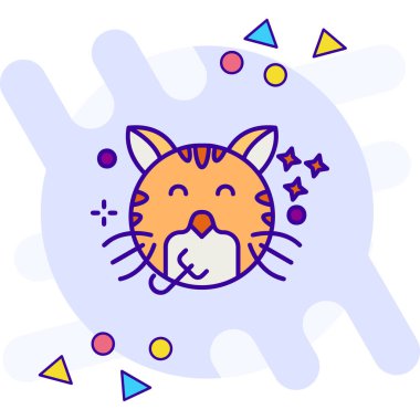 Çizgi Kedisi simgesi beyaz arkaplanda izole edildi. Renkli taslak konsepti. Vektör.