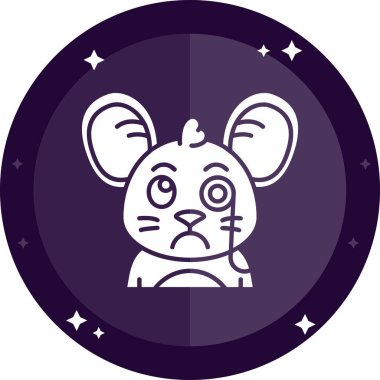 Fiyonklu ve kurdeleli şirin bir fare. Hayvan ikonu. Hayvan konsepti. izole resim