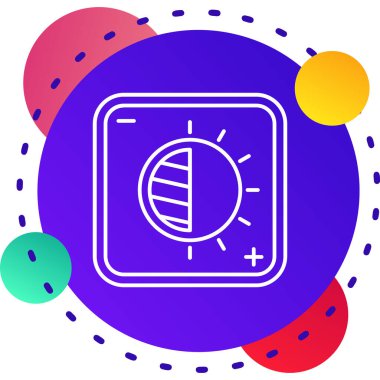 Beyaz arkaplanda izole edilmiş renkli güneş sistemi simgesi. Yıldız güneş panelinin etrafında döner. Gradyan dairesel dinamik şekiller. vektör illüstrasyonu