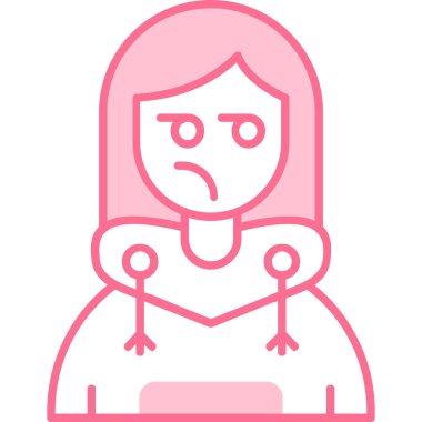 Üzgün kız, illüstrasyon, beyaz arkaplanda vektör.