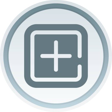 Artı mavi arkaplanda izole edilmiş düz moda simge.