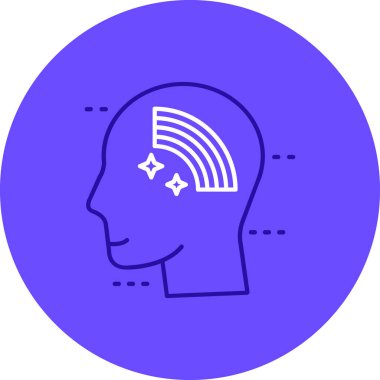 Profil simgesinde insan yüzü olan çizgi başı beyaz arkaplanda izole edilmiş. yüz tanıma. yüz tanıma. Renkli taslak konsepti. Renkli özet kavramı.