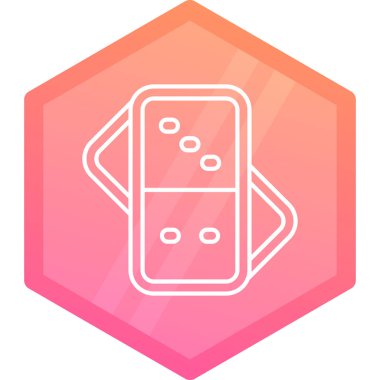 Beyaz çizgi zar simgesi uzun gölge arkaplan izole. Kumarhane. Altıgen düğmesi. vektör illüstrasyonu