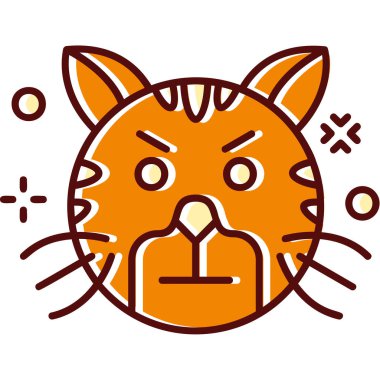 Kızgın yüzlü kedi suratının vektör çizimi. Gözleri olan kedi..