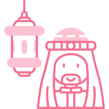 Fener Çin feneri ikonu - ana hatları ile doldurulmuş -