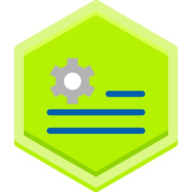 dişli simgesi. vektör biçimi yeşil ve gri ikonik yuvarlak kare çerçeve ile beyaz arkaplan üzerinde kobalt rengi