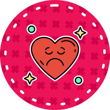 Karikatür stili bir kalp ve yıldız çıkartması.